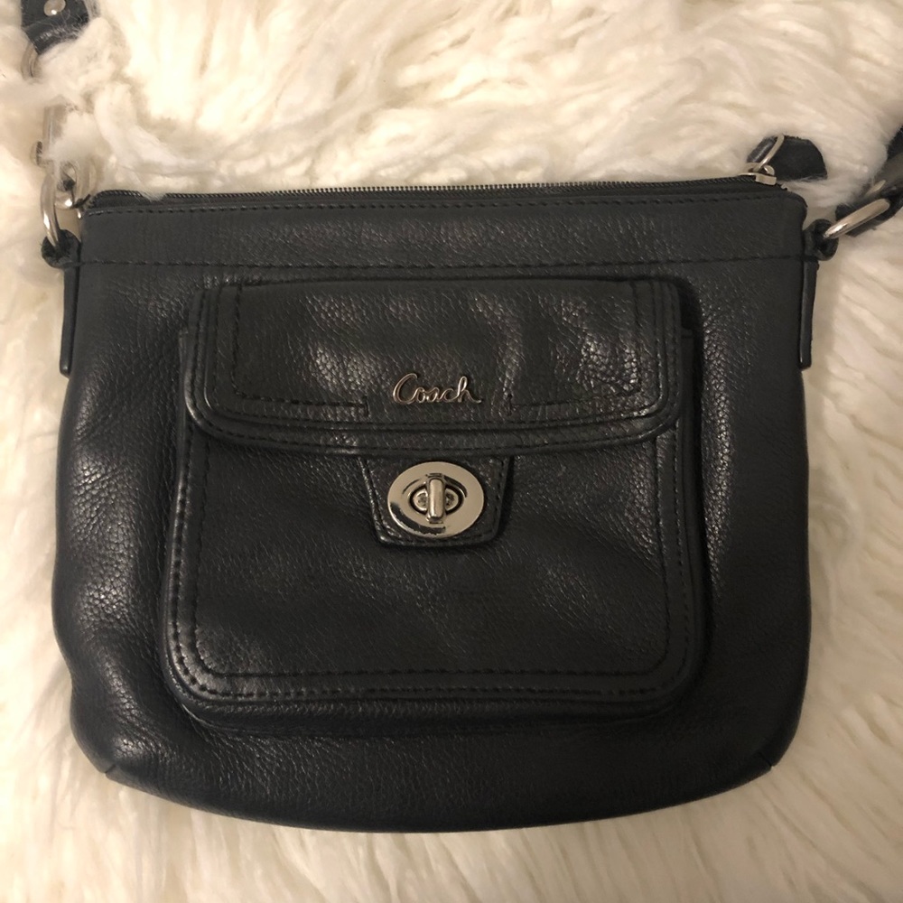 Black leather coach crossbody